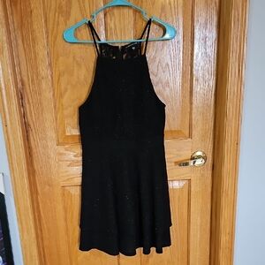 Black Sleeveless Dress with Lace Detail
